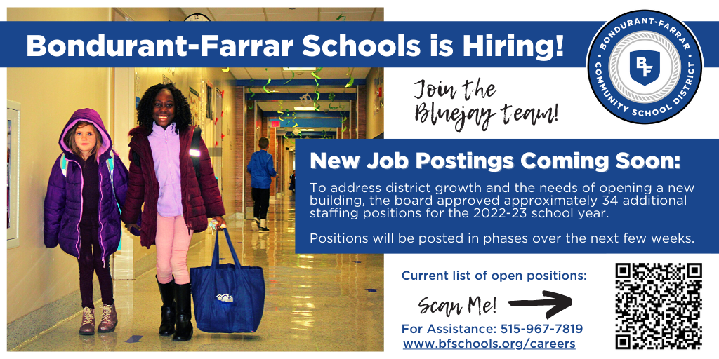 Bondurant-Farrar is hiring. new job postings coming soon.